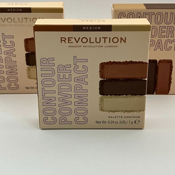 Makeup Revolution Contour Face Powder Compact Medium 0.24 OZ Pack Of 3 Pieces - Picture 2 of 6